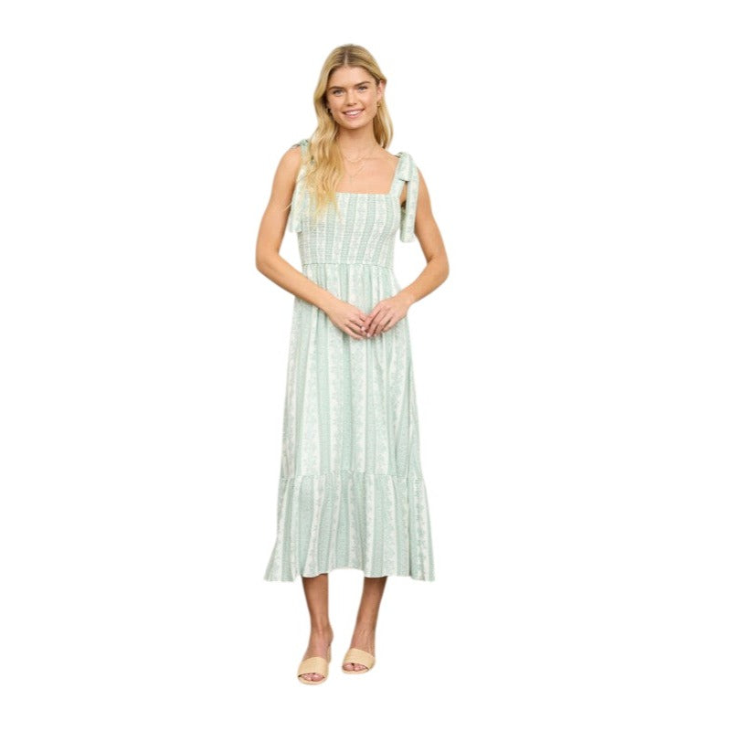 blu pepper green floral dress Blu Pepper Square Neck Floral Dress in Green