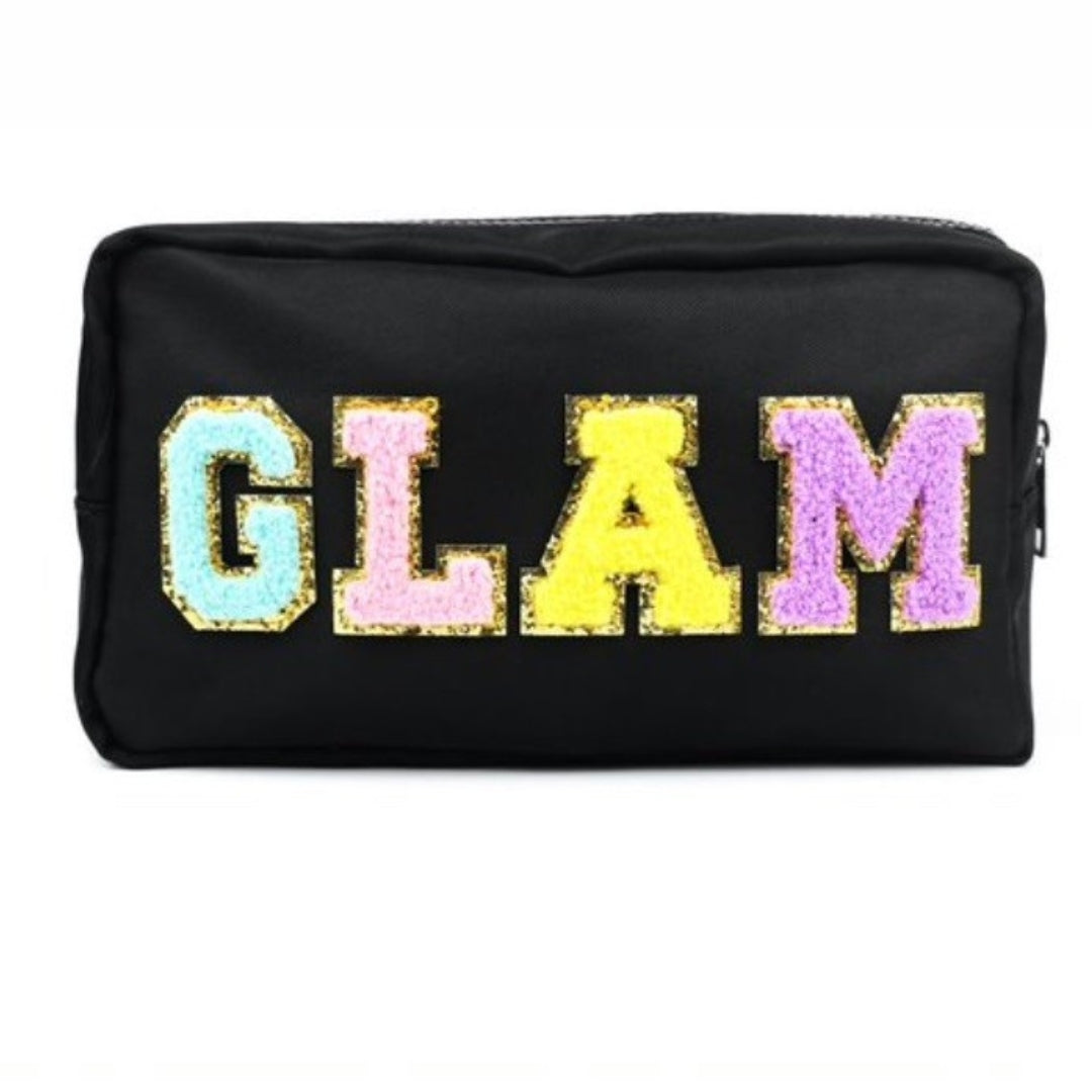 Glam Varsity Letter Cosmetic Makeup Travel Bag U-216-GLAM