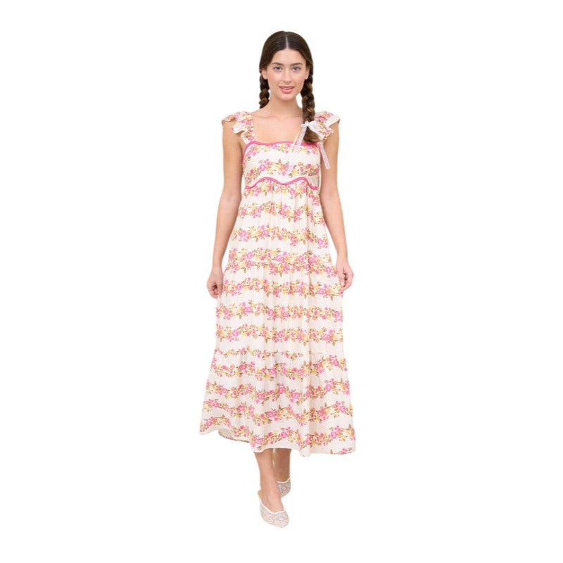 blu pepper pink floral dress Blu Pepper Floral Puff Sleeves Mini Dress Pink Multi / L, Size L