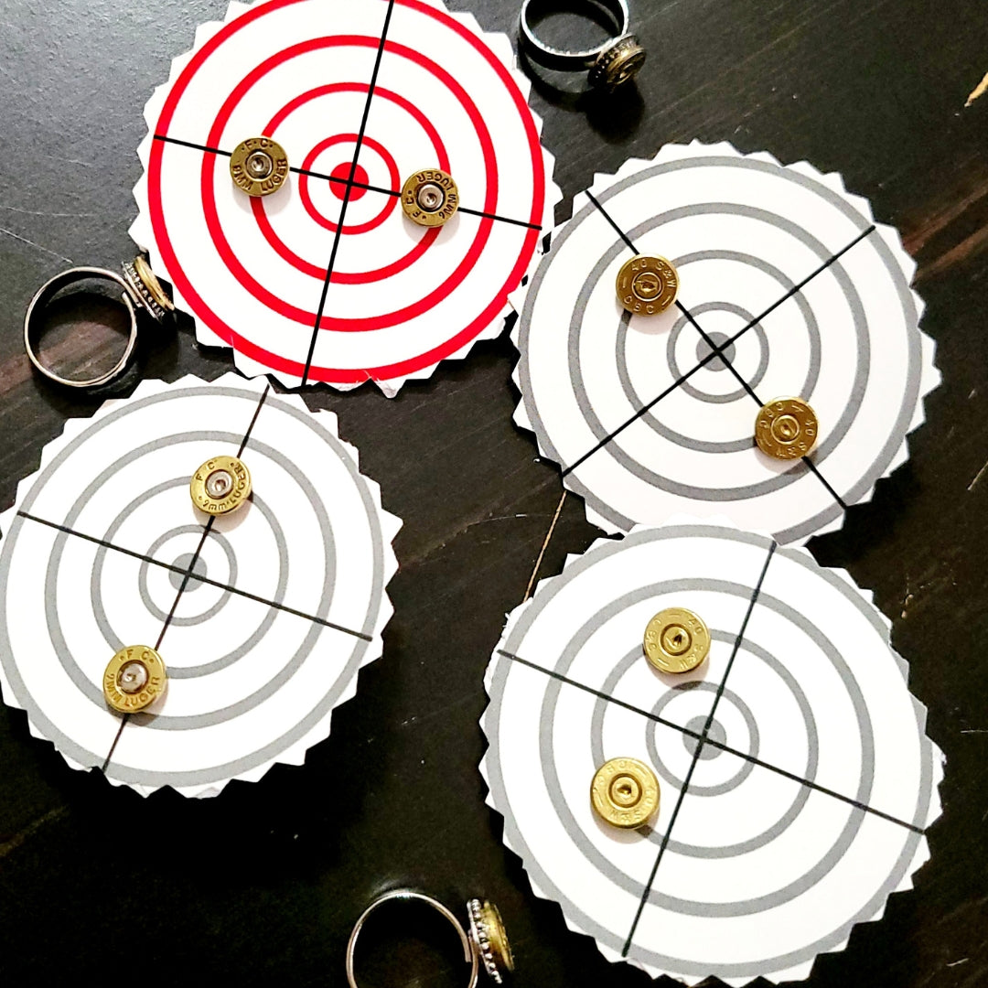 Bullet Stud Earrings with Bullseye Jewelry Card