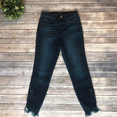 CLEARANCE!!! Kancan Dark Wash Ankle Zipper Skinny Jeans - KC9131D - jeans - dalia + jade 