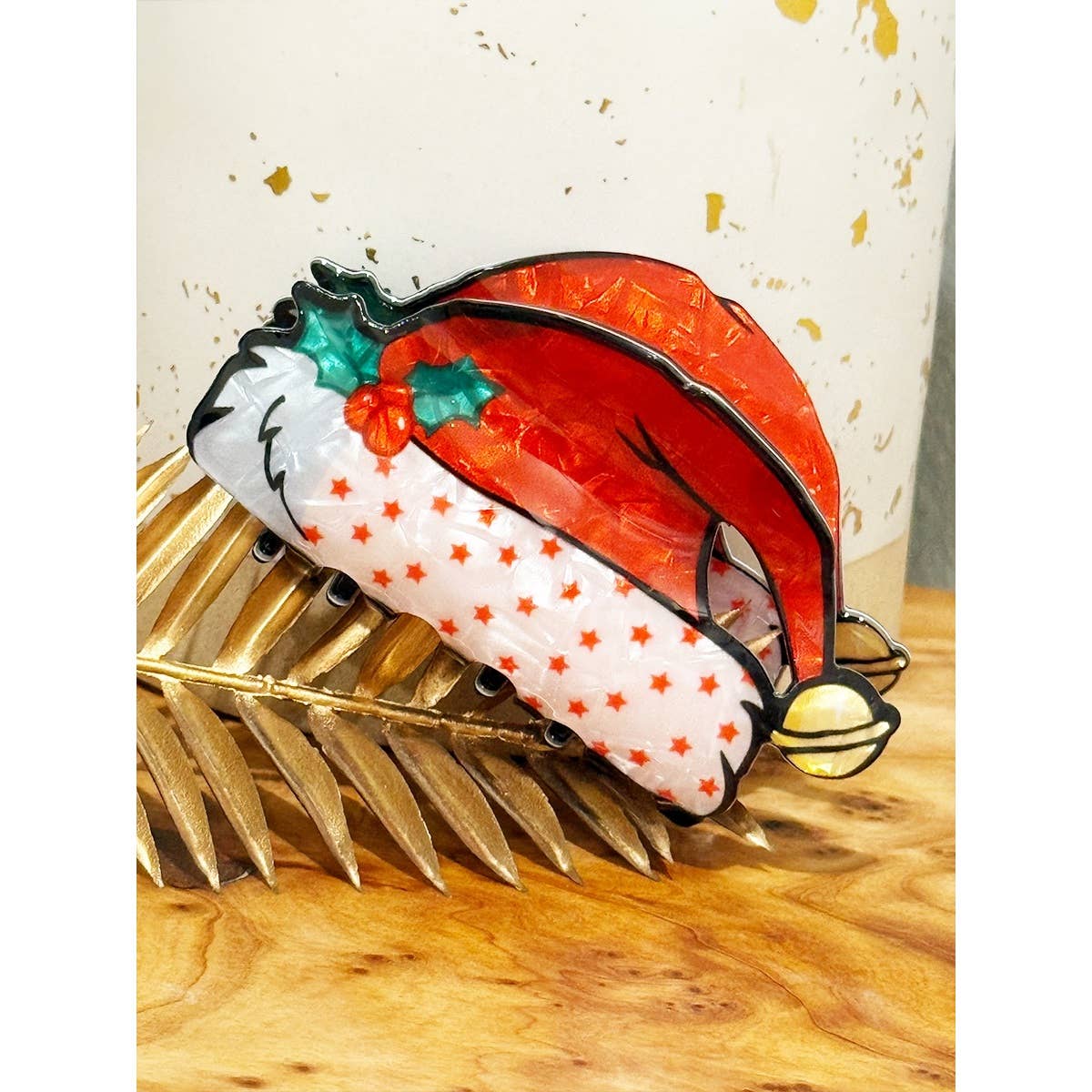 Glittered Chrstmas Premium Quality Hair Claw Clip