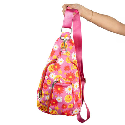 Katydid Red Flower Happy Face Sling Bag KDC-SBG-12_HPK