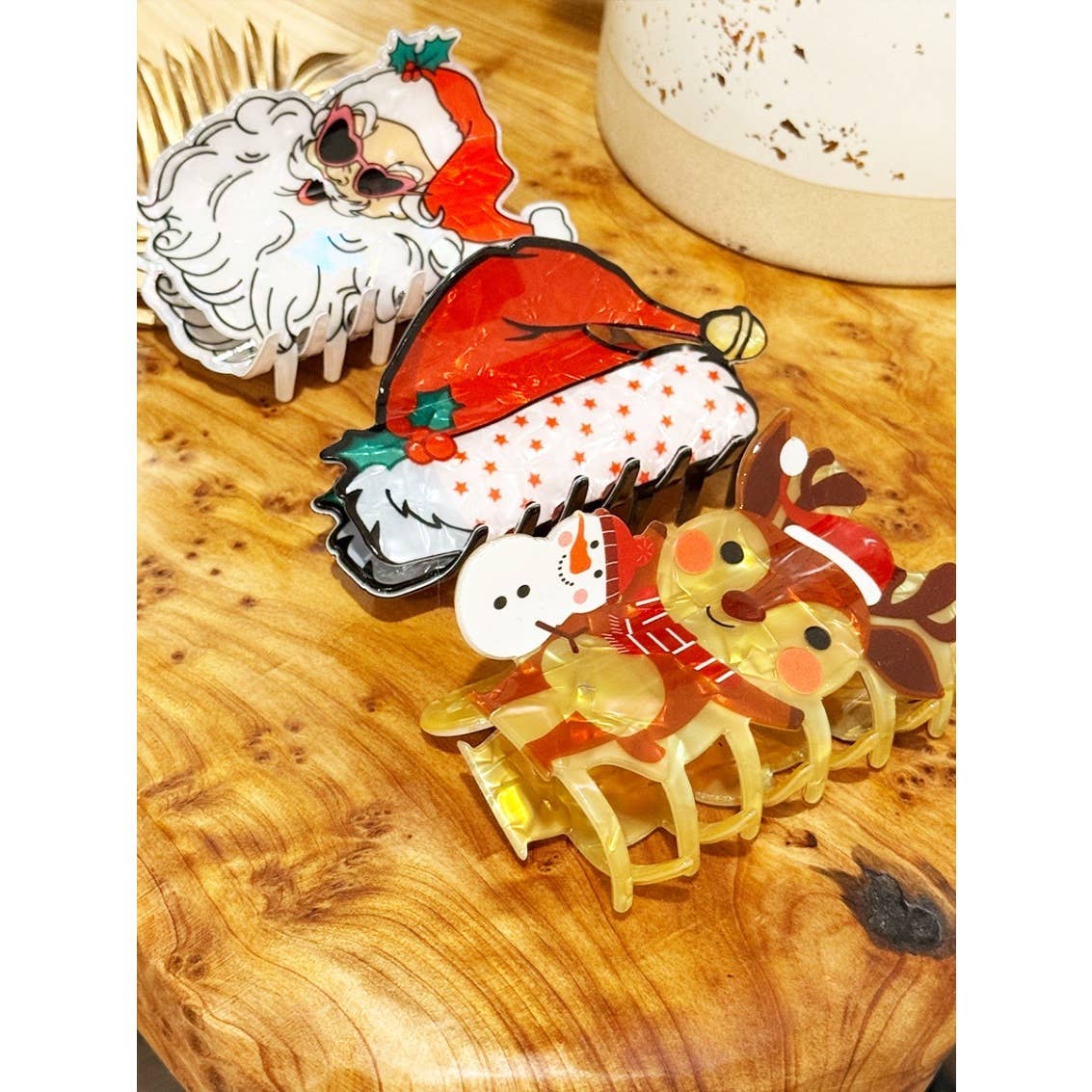 Glittered Chrstmas Premium Quality Hair Claw Clip