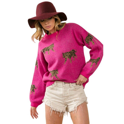 BiBi Purple Tiger Pattern Sweater IP5685G