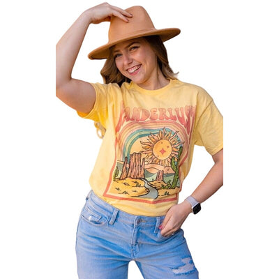 Desert Wanderlust Yellow Short Sleeve Graphic T-Shirt DWLGT