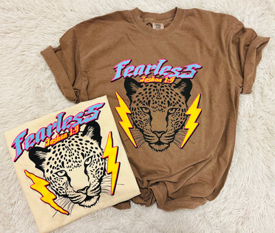 Ivory Short Sleeve Fearless Cheetah Graphic T-Shirt