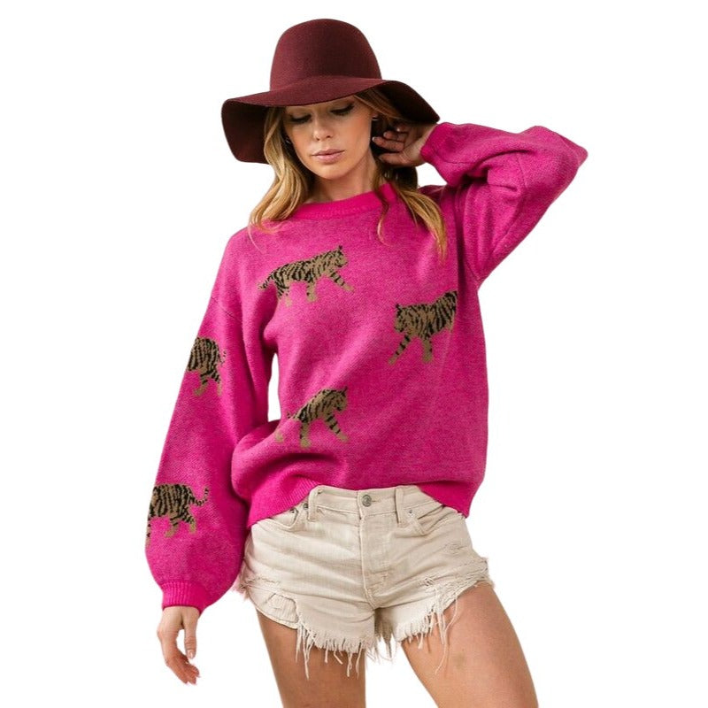 BiBi Pink Tiger Pattern Sweater IP5685G