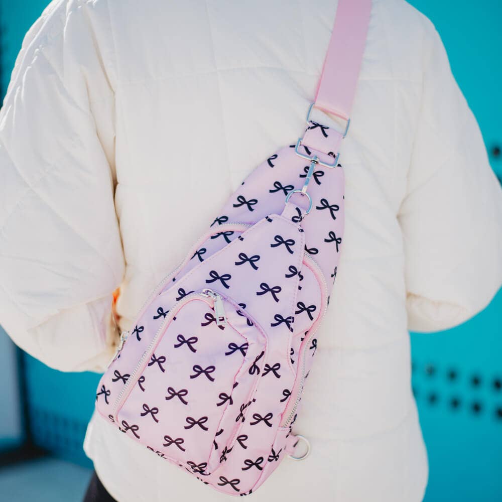 Katydid Black & Pink Mini Bows Valentine's Day Crossbody Sling Bag KDC-SBG-17_LPK