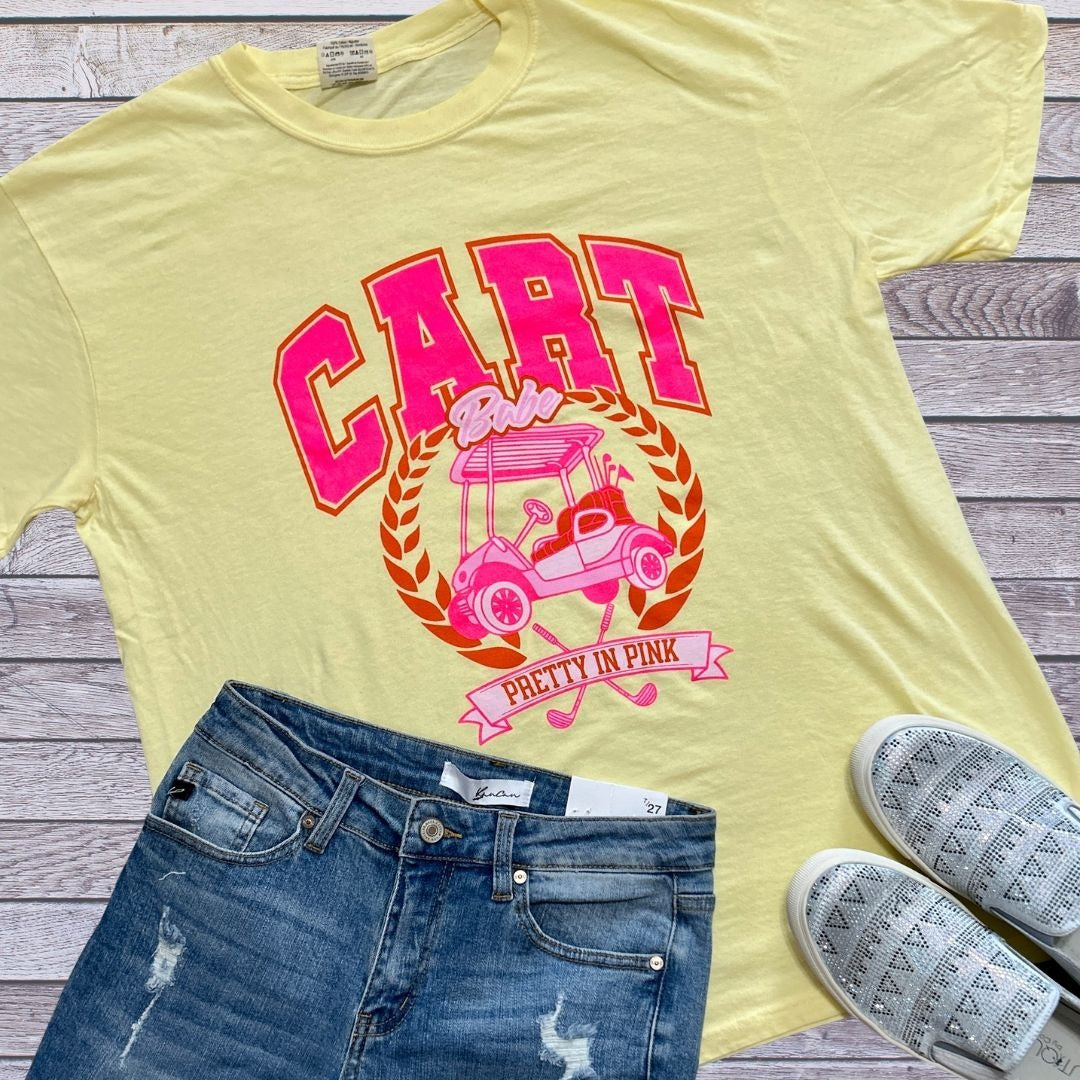 Light Yellow Golf Cart Babe Graphic Short Sleeve T-Shirt