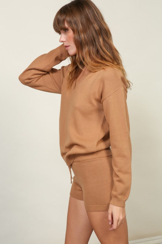 Lumiere Layer Me Tan V-Neck Sweater NK10059