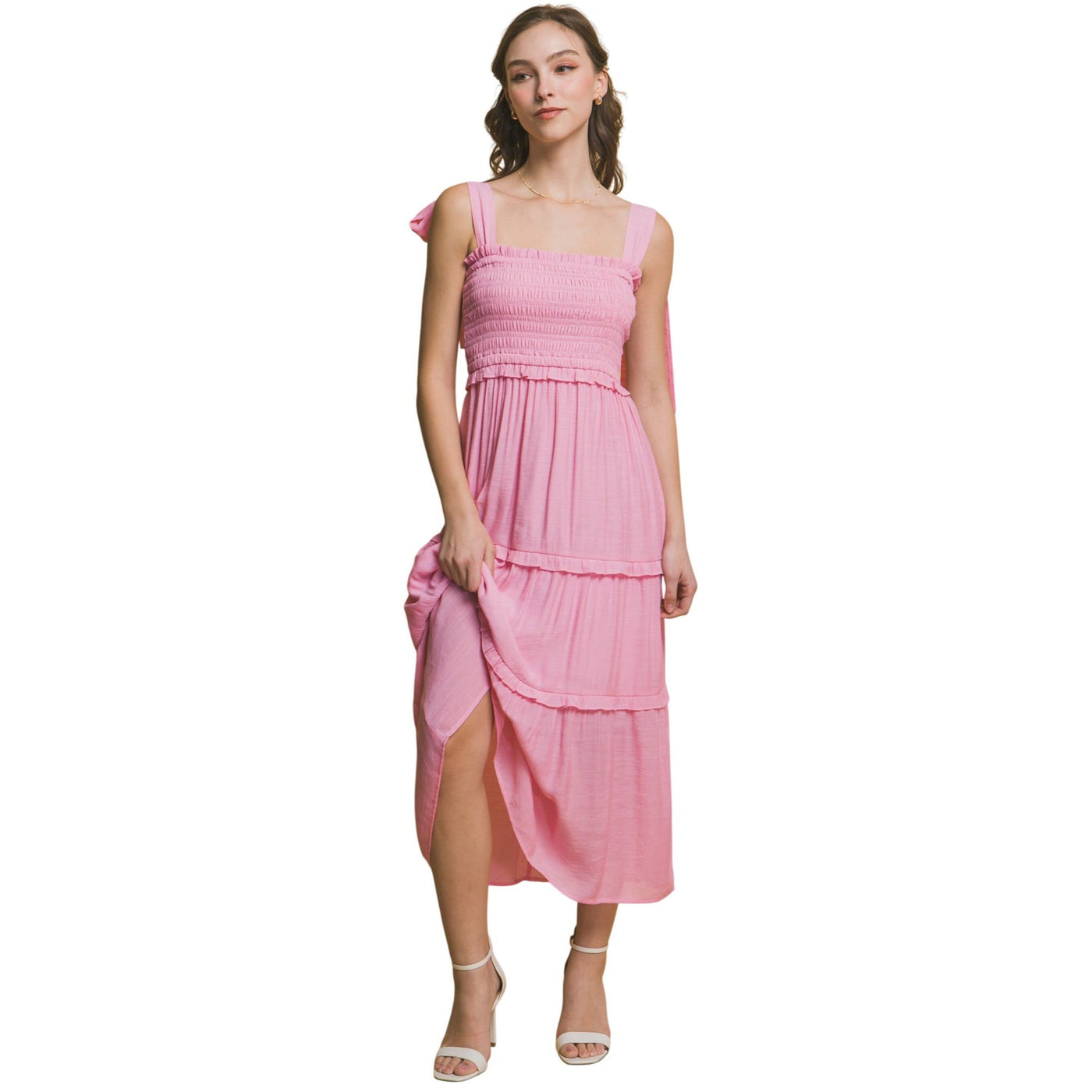 pleated smock midi dress Ganni Georgette Midi Dress