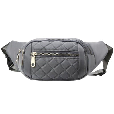 Zenana Purple Quilted Multi Pocket Waist Belt Bag U-239