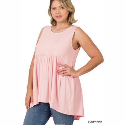 Zenana Dusty Pink Sleeveless High Low Tunic Mini Dress - RT3150