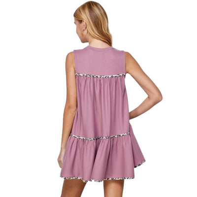 Twenty Ten Pink Lightweight Sleeveless Tunic with Leopard Print TTP-624TS-PINK