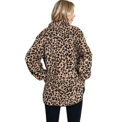 Culture Code Leopard Print Faux Fur Pullover Top CFU1316LP