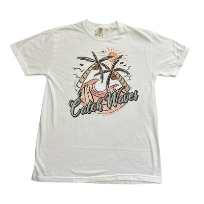 White Catch Waves Graphic Short Sleeve T-Shirt