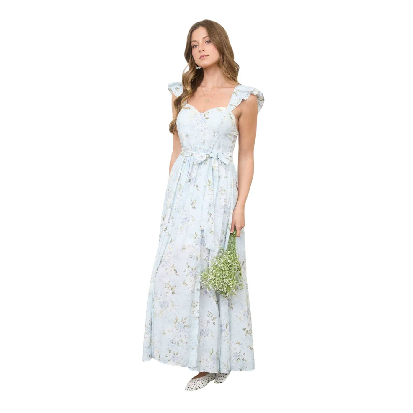Blu Pepper Floral Print Ruffle Maxi Dress in Pink Multi at Nordstrom, Size Large