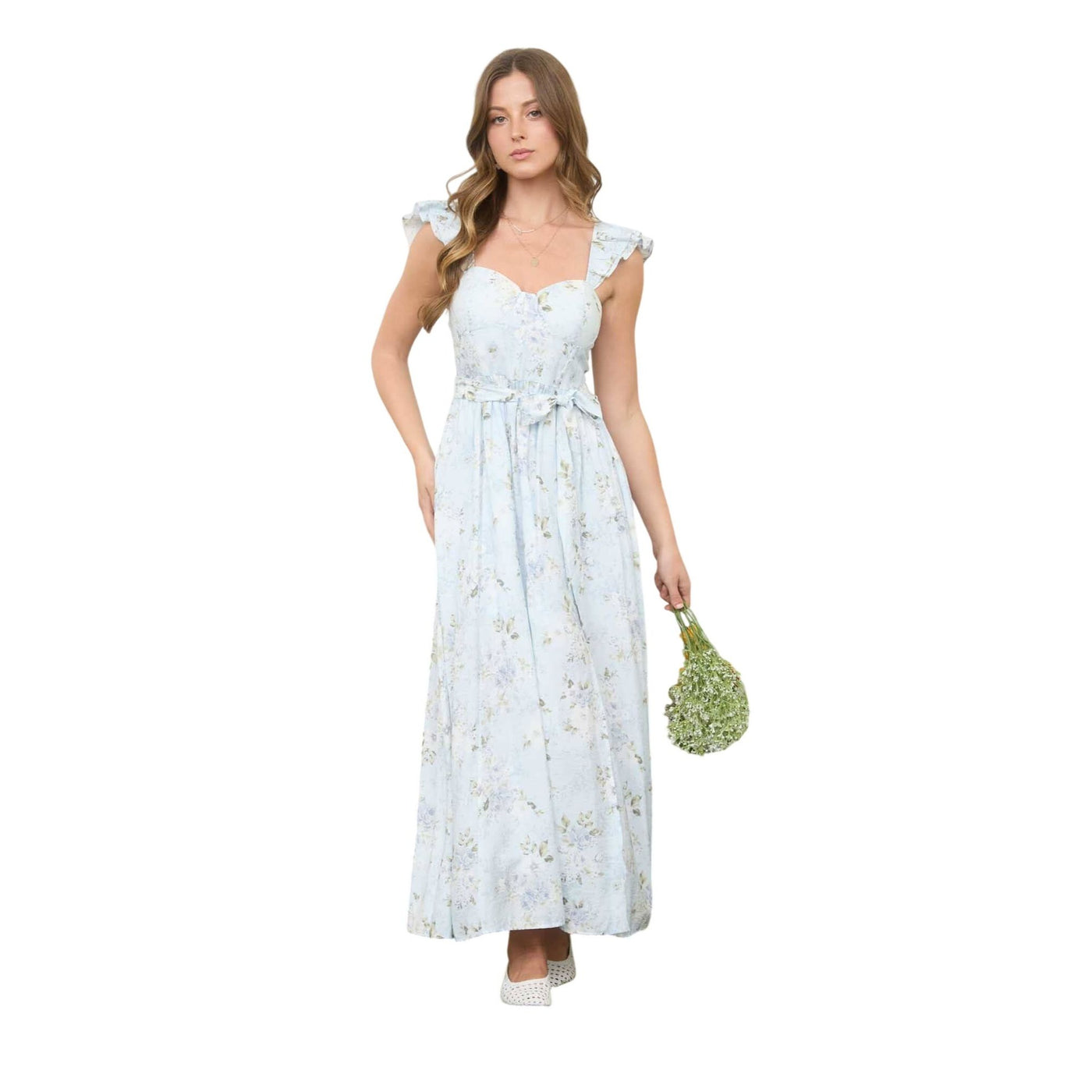 Blu Pepper Floral Print Ruffle Maxi Dress in Pink Multi at Nordstrom, Size Large