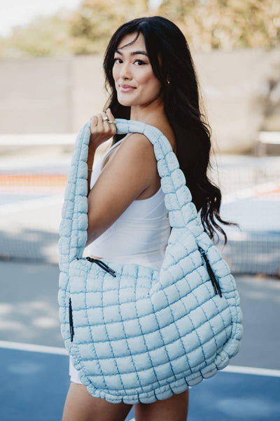 Katydid Light Blue Oversized Quilted Puffer Tote Bag KDC-TB-25_LBL