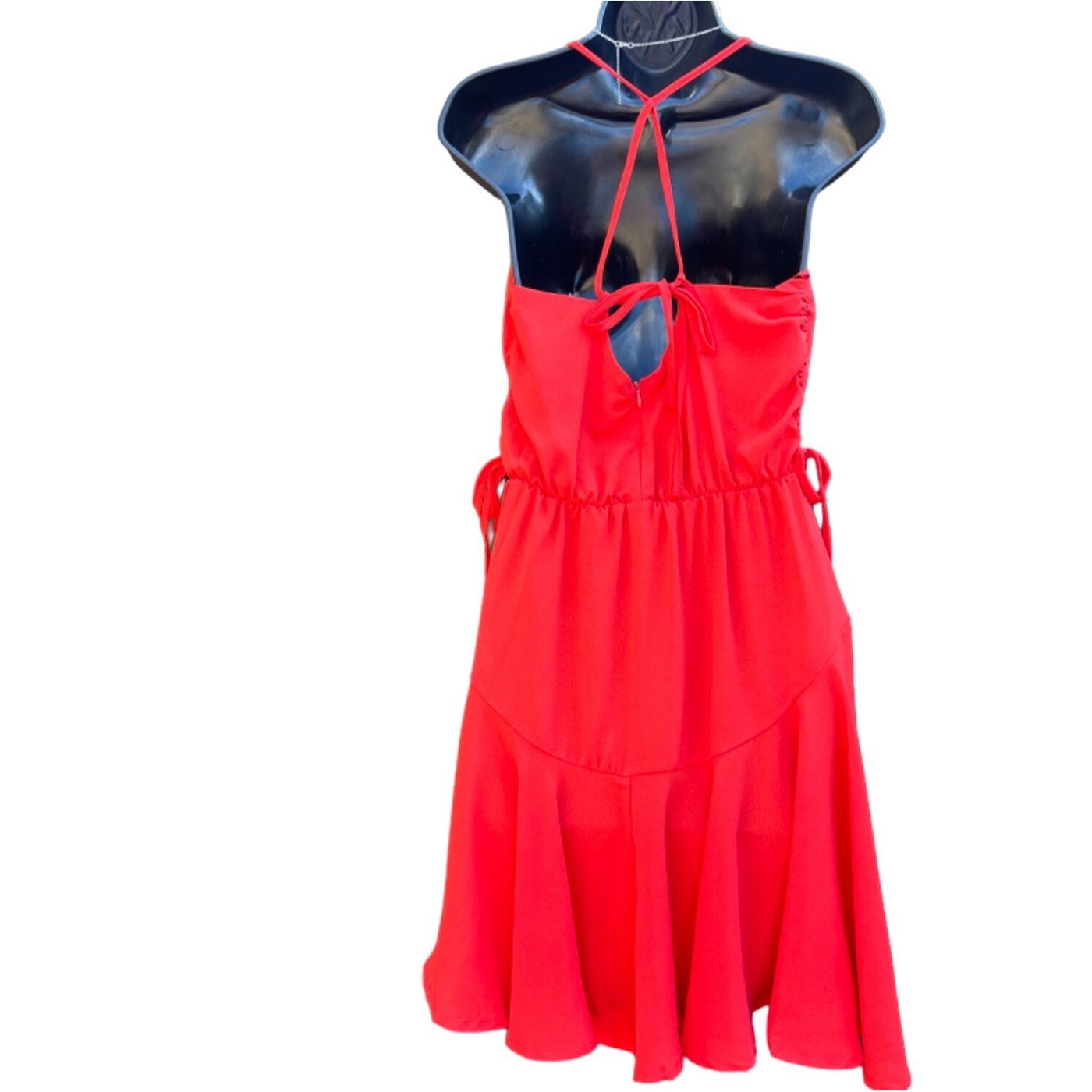 SHE + SKY Tomato Strappy Fit Flare Mini Dress SS9437