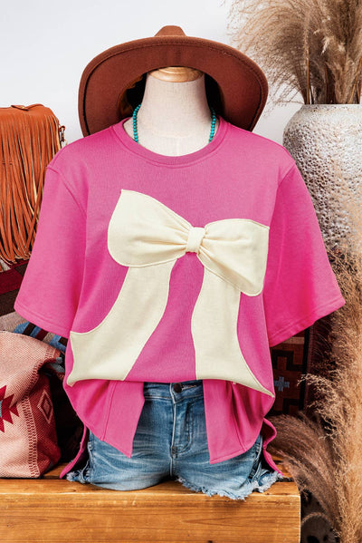 Pink Sweet Bow Round Neck T-Shirt P306