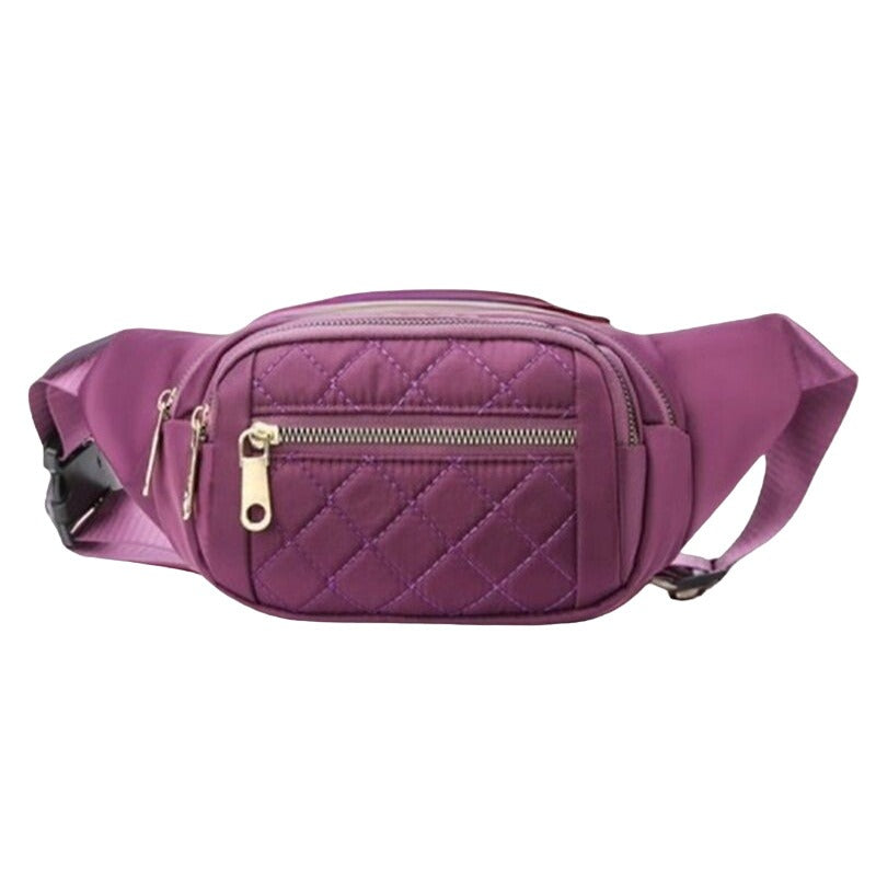 Zenana Gray Quilted Multi Pocket Waist Belt Bag U-239