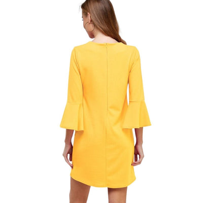 Two Hearts Yellow Bell Sleeve Shift Dress D3034-YELLOW