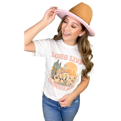 White Short Sleeve Long Live Cowgirls Graphic T-Shirt LLCGT-WHITE