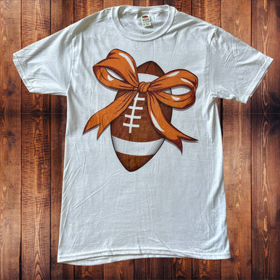 Football Orange Bow Graphic T-Shirt