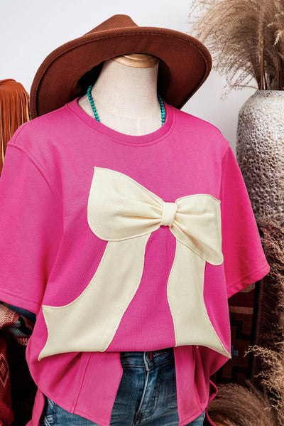 Pink Sweet Bow Round Neck T-Shirt P306