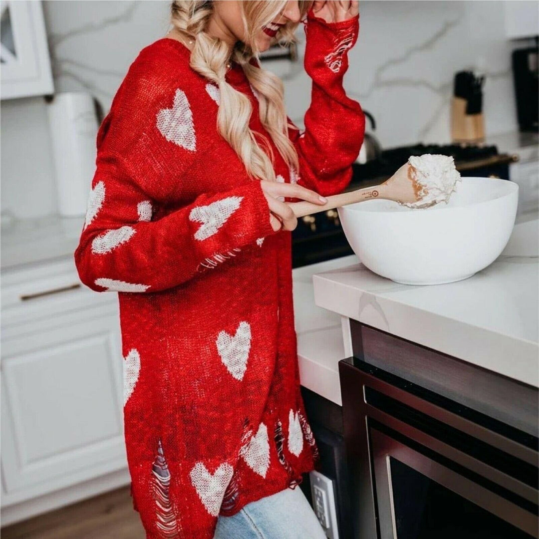 Heart distressed sweater best sale