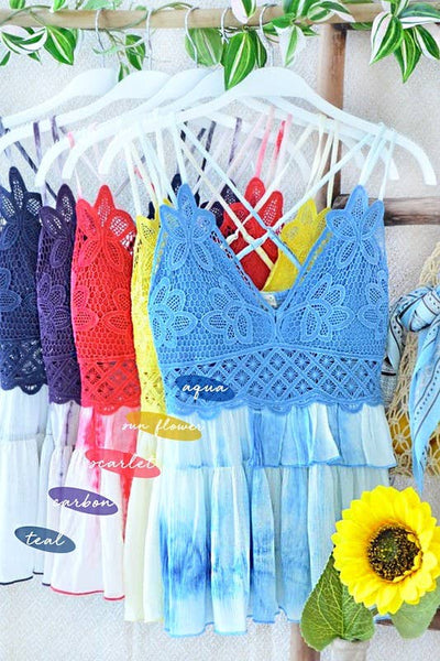 La Miel Tie Dye Pattern Bralette Top with Adjustable Straps HAT7381