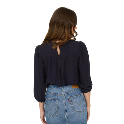 Blu Pepper Floral Embroidered Yoke 3/4 Sleeve Blouse TB8974