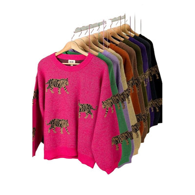 BiBi Purple Tiger Pattern Sweater IP5685G