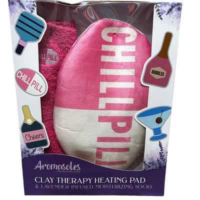 Aromasoles By MinxNY Chill Pill Heating Pad and Lavender Infused Socks Gift Set