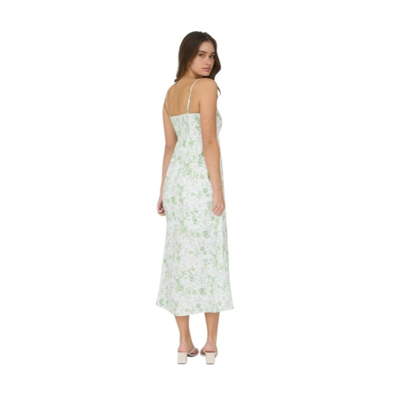blu pepper green floral dress Blu Pepper Watercolor Floral Midi Dress for Women Light Green Multi / L