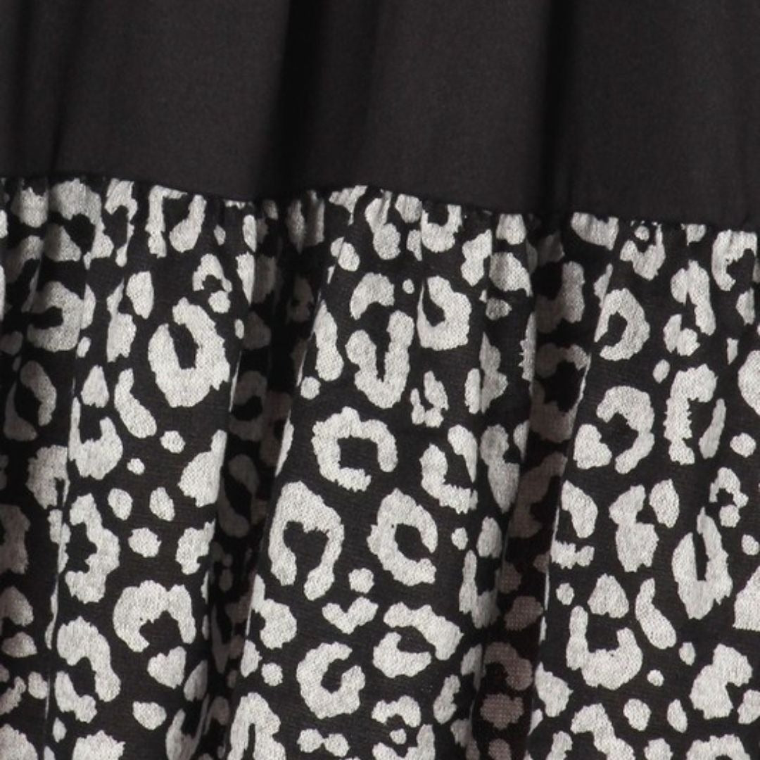 New Moa Gray and Black Color Block Animal Print Mini Dress NWMD822-GRAY