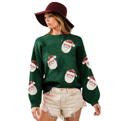 BIBI Sequin Santa Patches Red Sweater Christmas Pullover IP5685-32