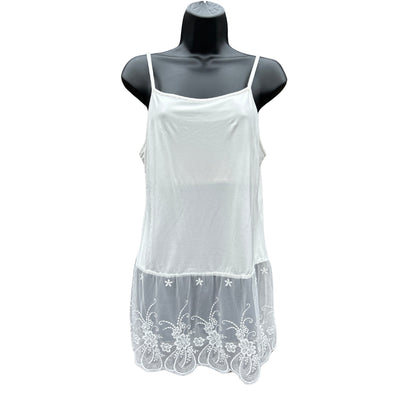 Off White Lace Tank Top Extender with Built in Shelf Bra