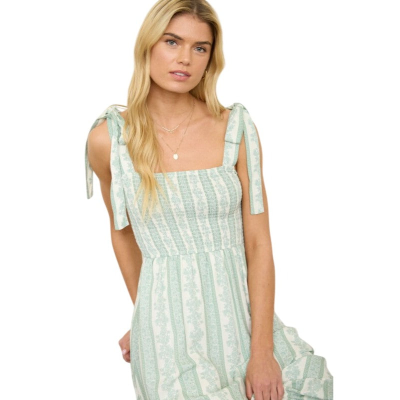 blu pepper green floral dress Floral Midi Dress (Women)