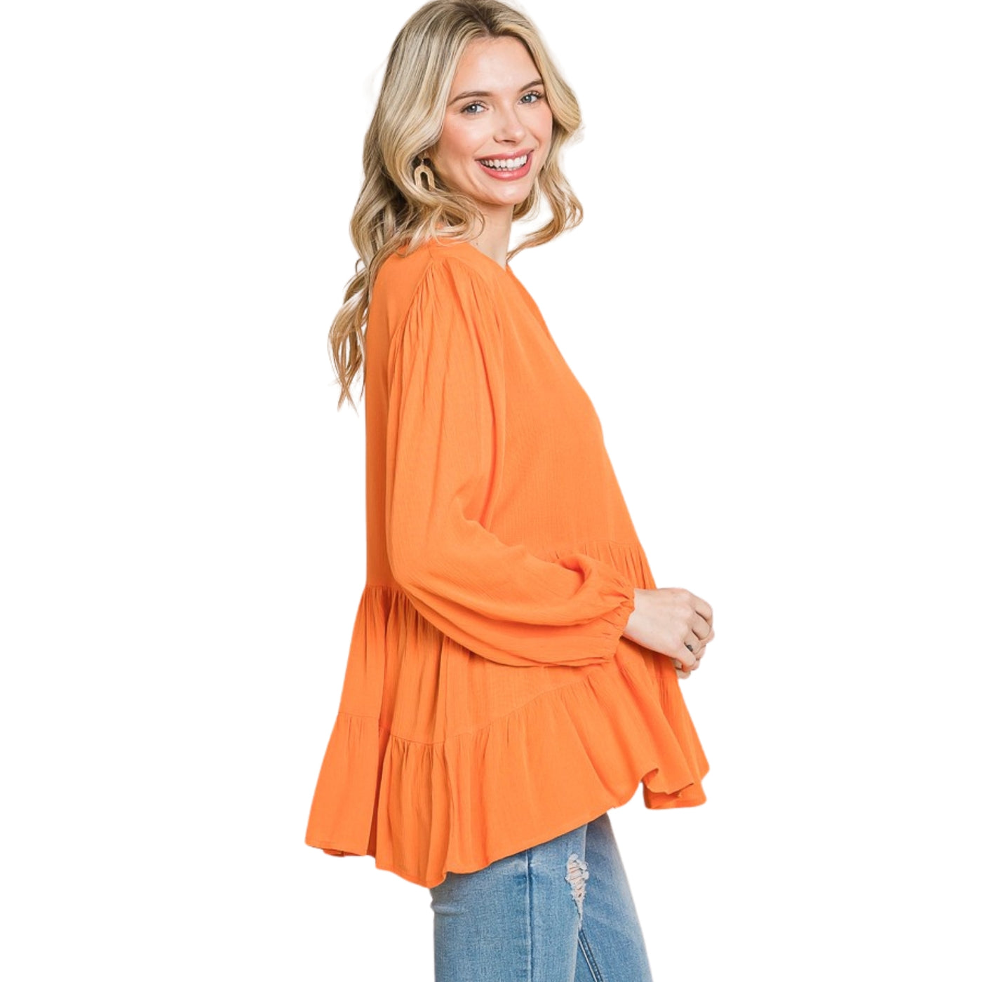 Culture Code Red Long Sleeve Flared Peasant Top CWT1439