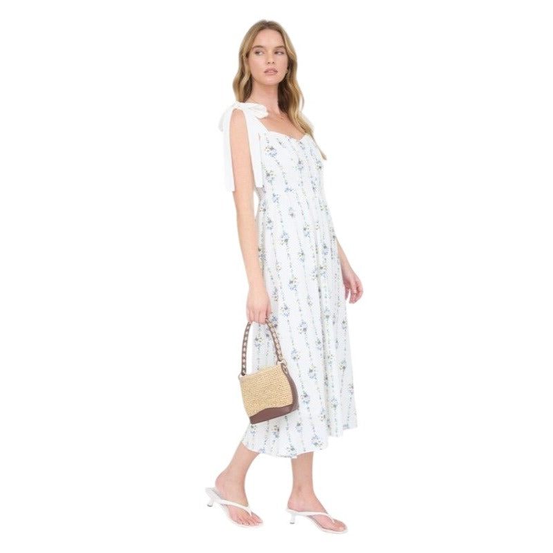 Blu Pepper Women's Bow Tied Strap Midi Dress - White - Casual dresses Blu Pepper Women's Bow Tied Strap Midi Dress - White - Casual dresses