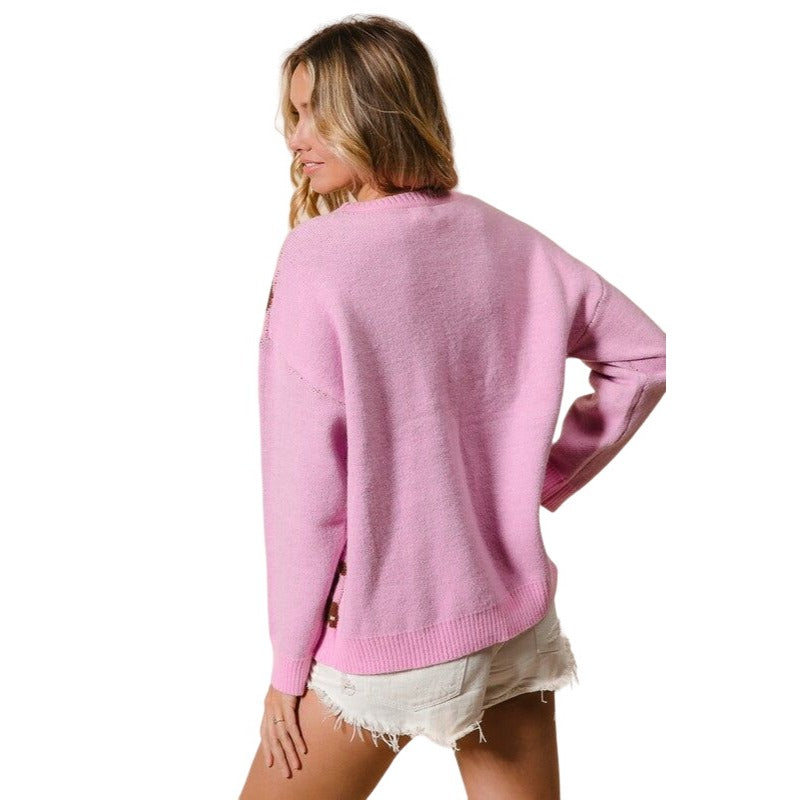 BiBi Pink Gingerbread Man Pullover Sweater IT2635R