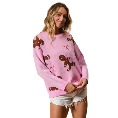 BiBi Pink Gingerbread Man Pullover Sweater IT2635R