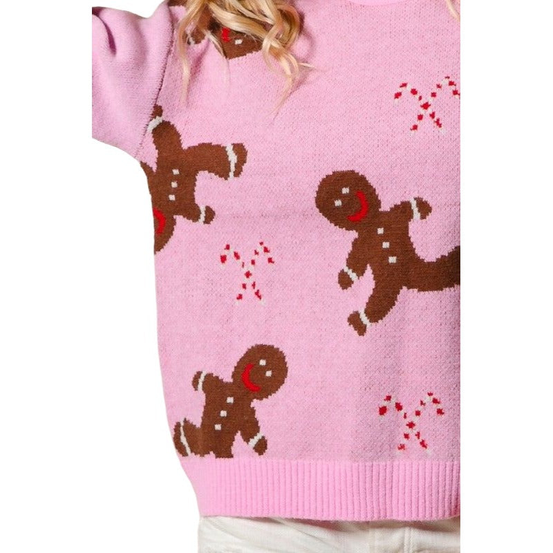 BiBi Pink Gingerbread Man Pullover Sweater IT2635R