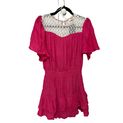 UMGEE Fuchsia Pink Short Bell Sleeve Dress with Ruffle Hem K6142