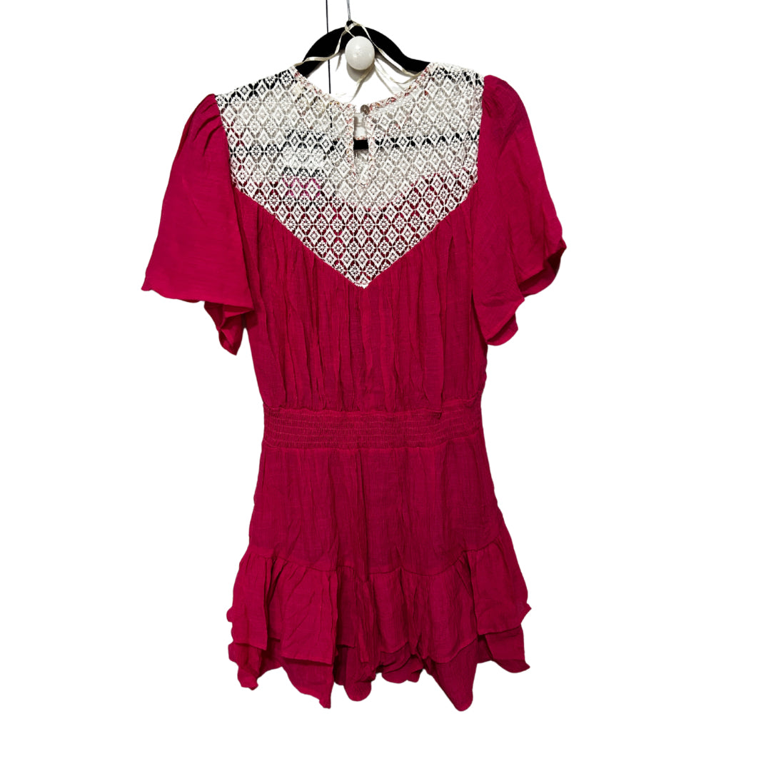 UMGEE Fuchsia Pink Short Bell Sleeve Dress with Ruffle Hem K6142