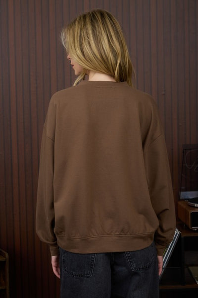 J.O.A. 1987 Long Sleeve Extended Shoulder Knit Top J5FT1018