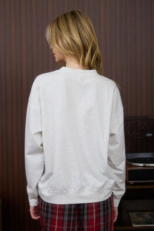 J.O.A. 1987 Long Sleeve Extended Shoulder Knit Top J5FT1018